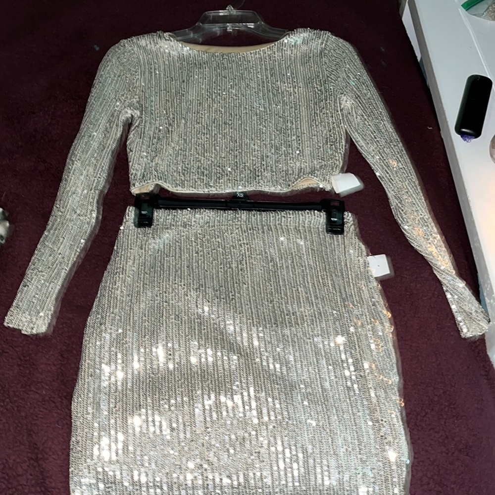 Women’s medium two piece good sequins party dress new years Christmas holiday